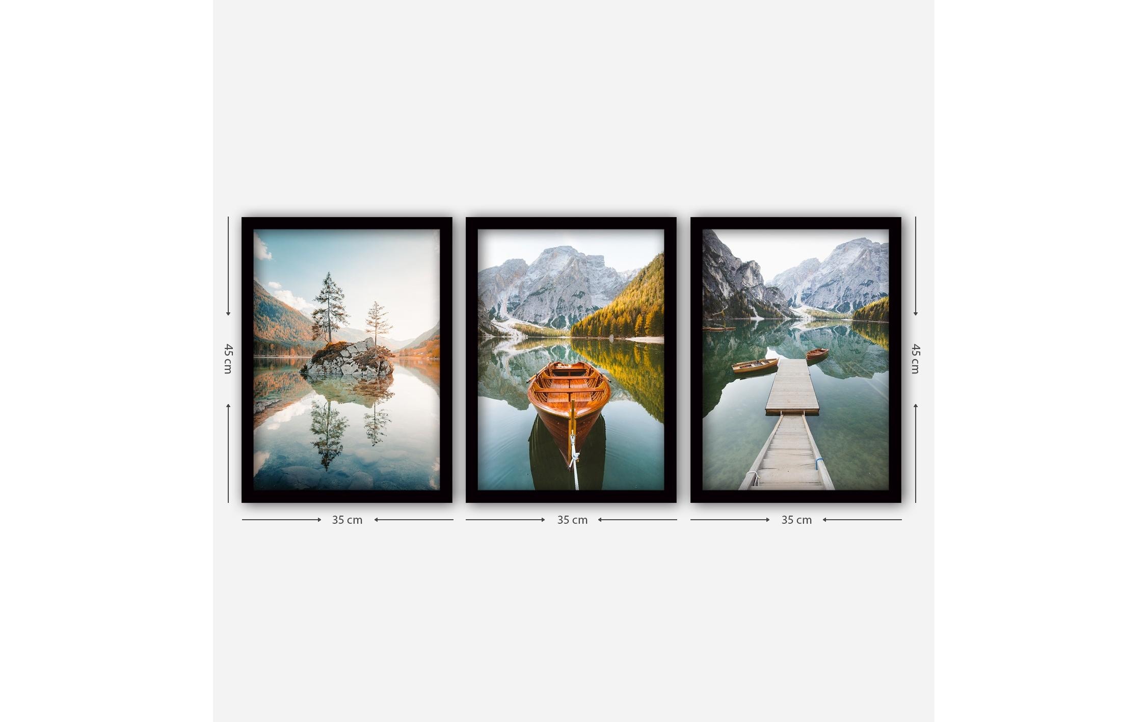 Wallxpert Bild Landschaft 3 Stück, 35 x 45 cm