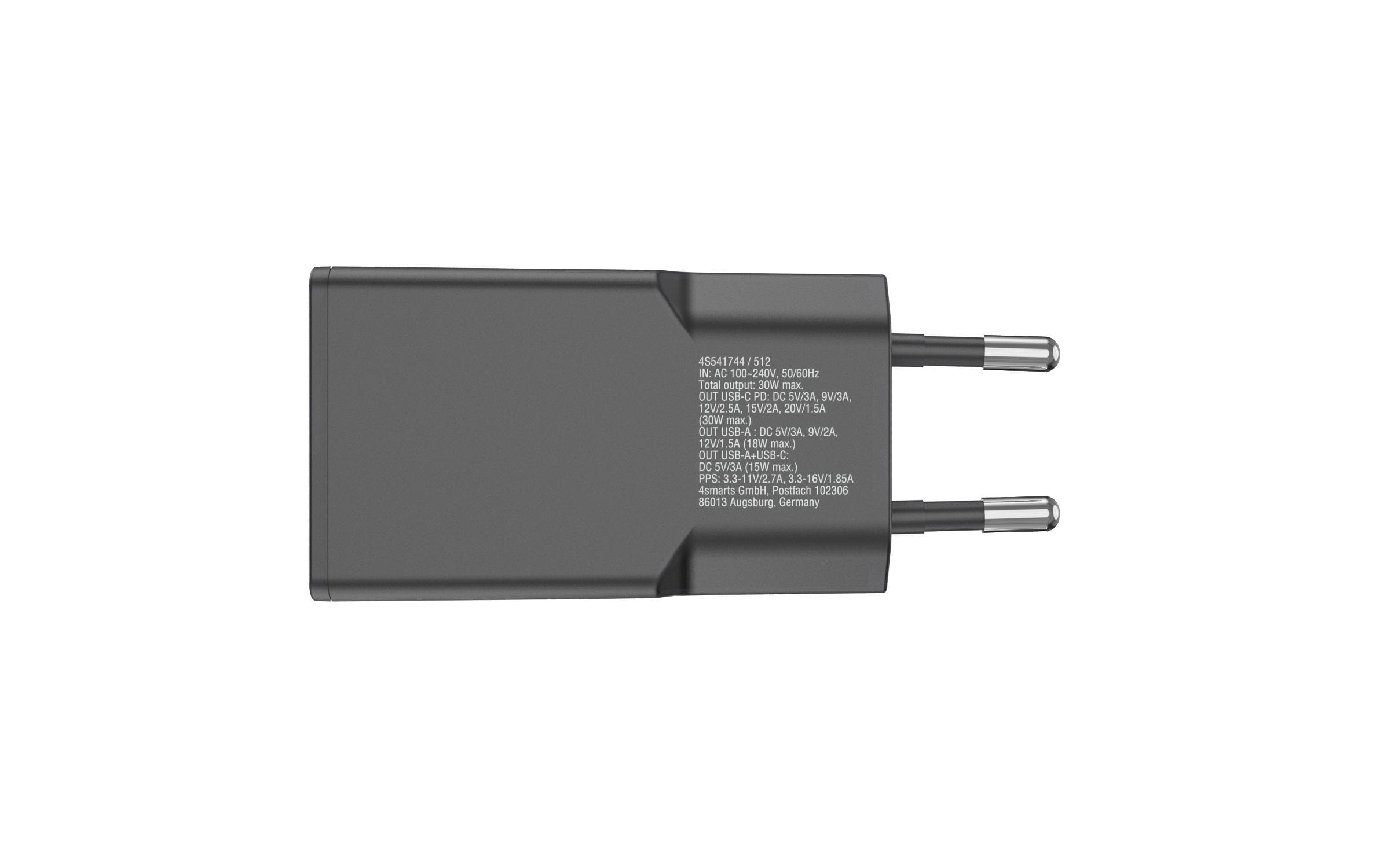4smarts Netzladegerät PDPlug Slim Duos 1C+1A, Schwarz