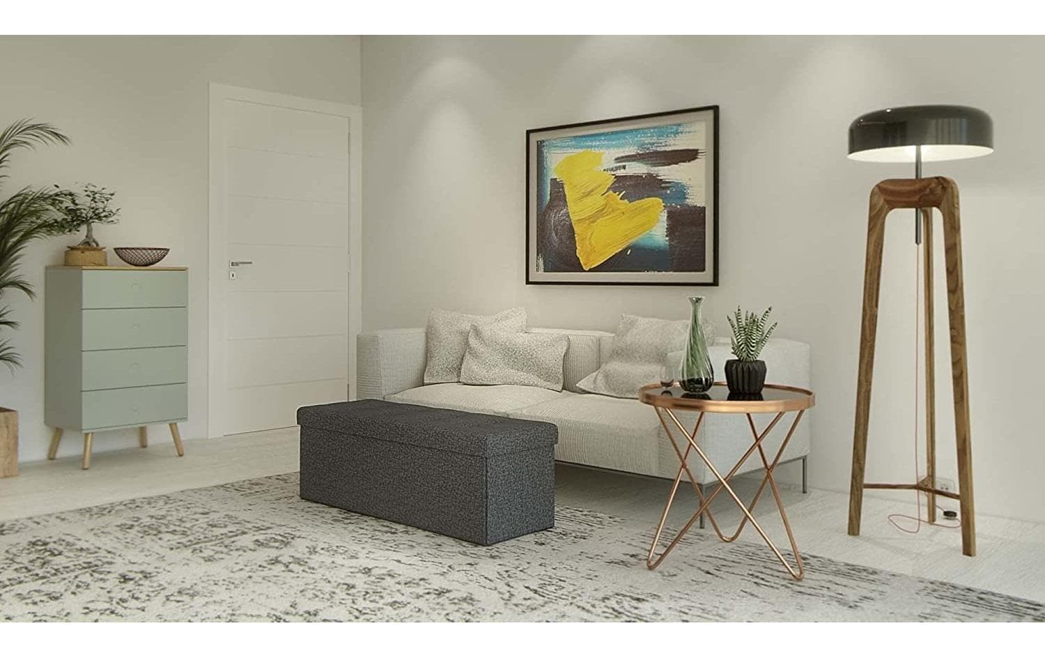 Songmics Sitztruhe Polsterbank aus Leinen, Grau