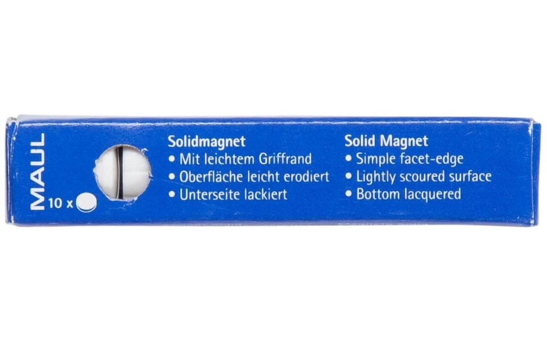 Maul Haftmagnet Solid Ø 15 mm, 150 g, Weiss, 10 Stück