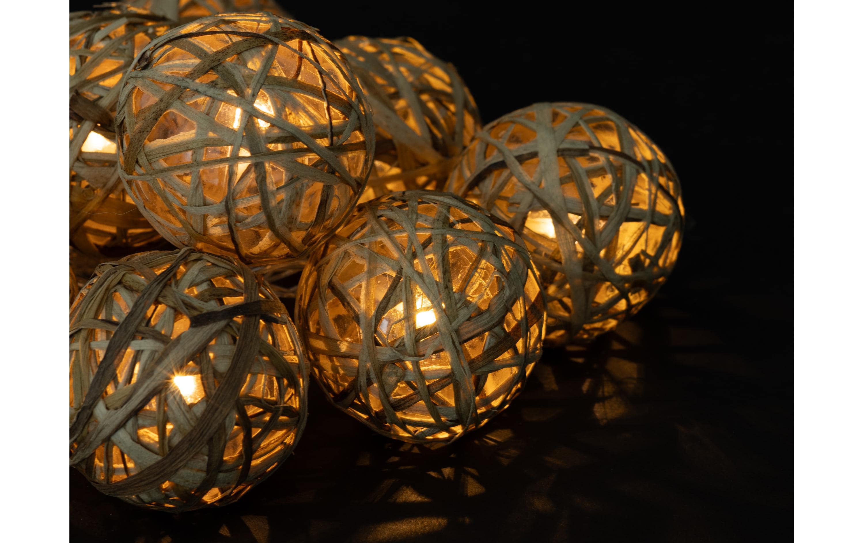 COCON Lichterkette Stroh-Rattan, 175 cm