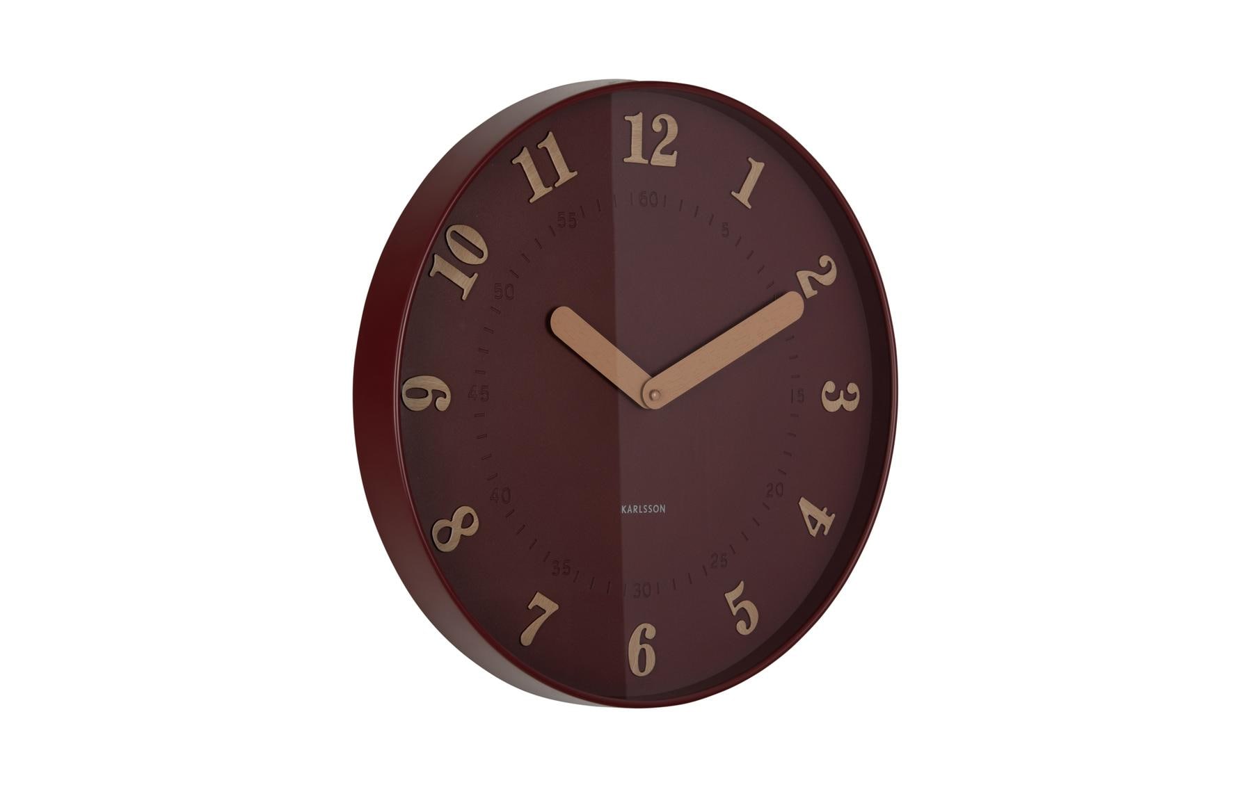 KARLSSON Wanduhr Amena 40 cm, Burgundy Red