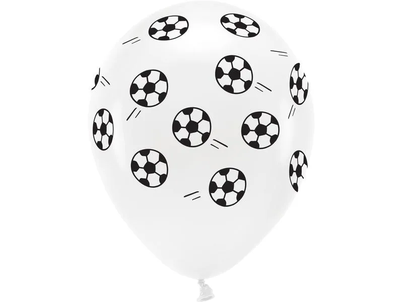 Partydeco Luftballon Eco Fussball 33 cm, 6 Stück, Schwarz/Weiss