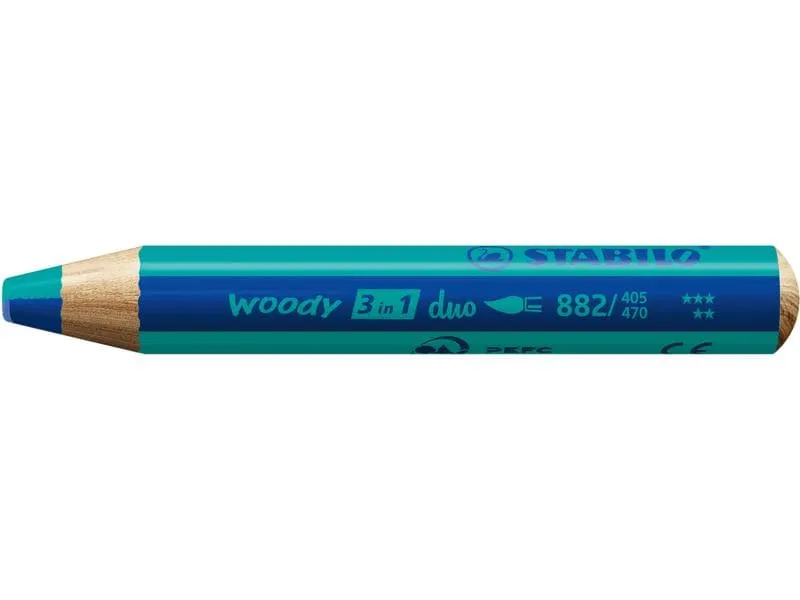 STABILO Wachsmalstifte Woody 3 in 1 duo Blau / Türkis STABILO Wachsmalstifte Woody 3 in 1 duo Blau / Türkis