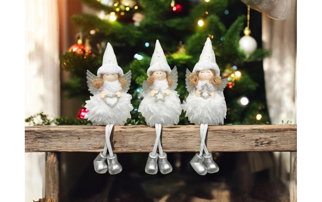 Dameco Weihnachtsfigur Engel 3-er Set, Weiss