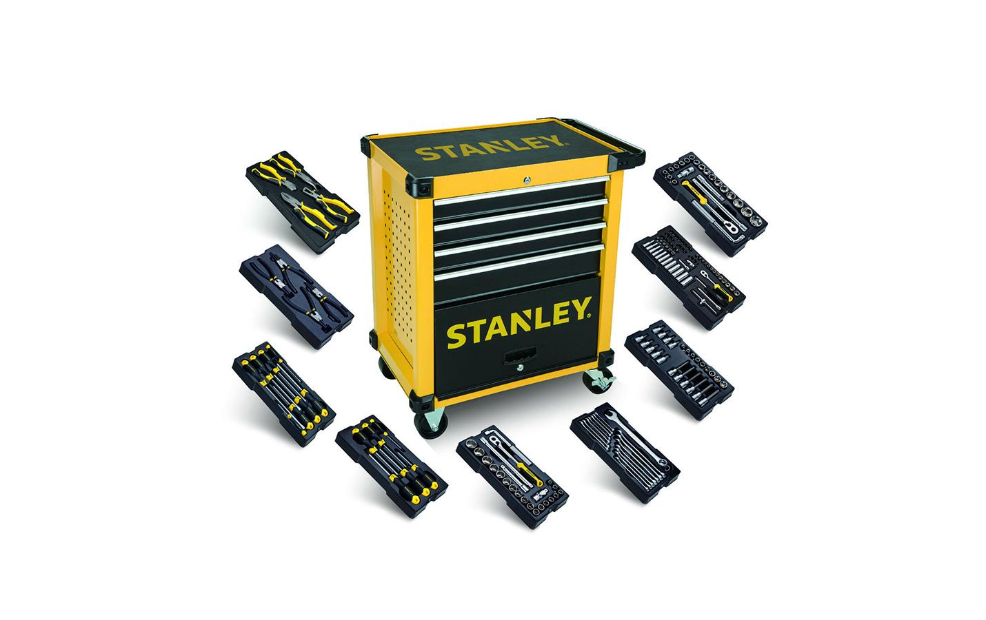 Stanley Werkstattwagen 4 Schubladen, bestückt mit 9 Modulen Stanley Werkstattwagen 4 Schubladen, bestückt mit 9 Modulen