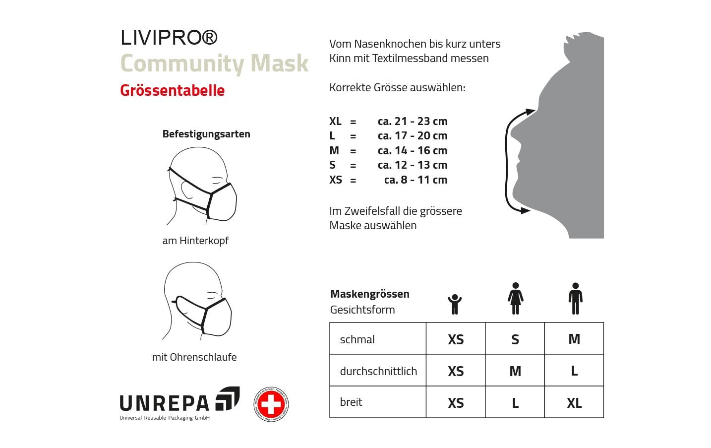 UNREPA Community Stoffmaske LIVIPRO Evolution Gr. XL, Schwarz