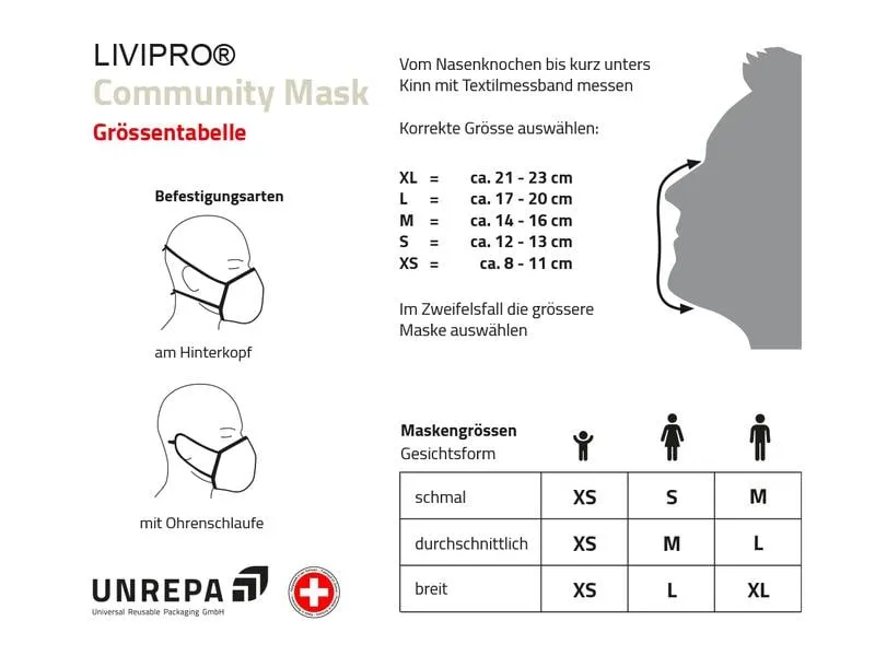 UNREPA Community Stoffmaske LIVIPRO Evolution Gr. L, Schwarz UNREPA Community Stoffmaske LIVIPRO Evolution Gr. L, Schwarz