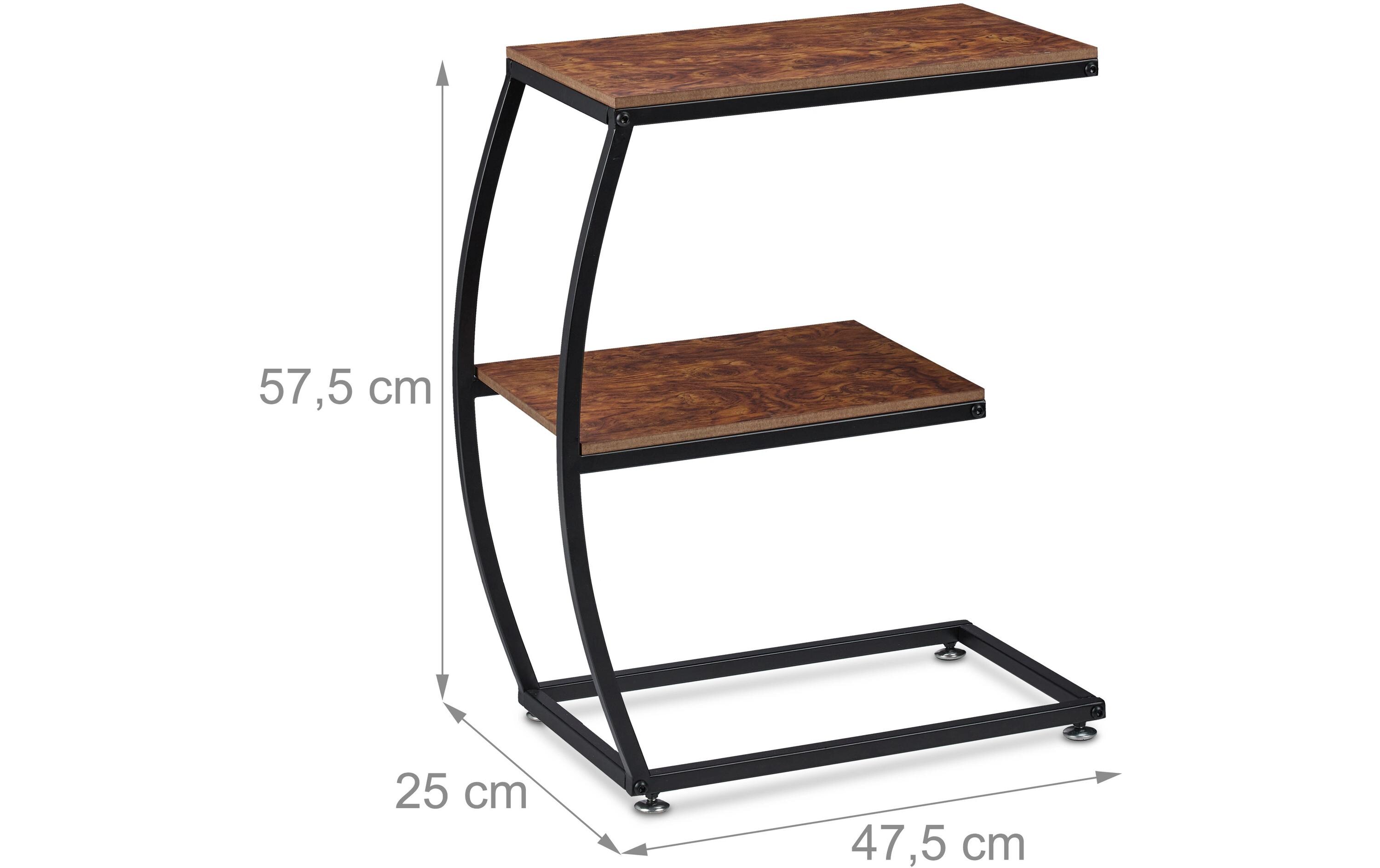 relaxdays Beistelltisch Industrial 47.5 cm x 57.5 cm, Braun/Schwarz