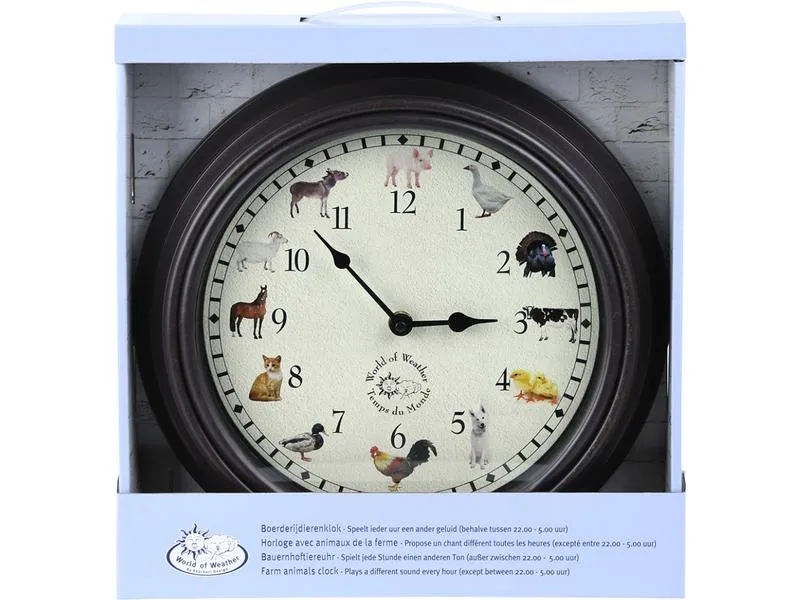 Esschert Design Gartenuhr mit Bauernhoftiergeräuschen ø 30 cm, Mehrfarbig Esschert Design Gartenuhr mit Bauernhoftiergeräuschen ø 30 cm, Mehrfarbig
