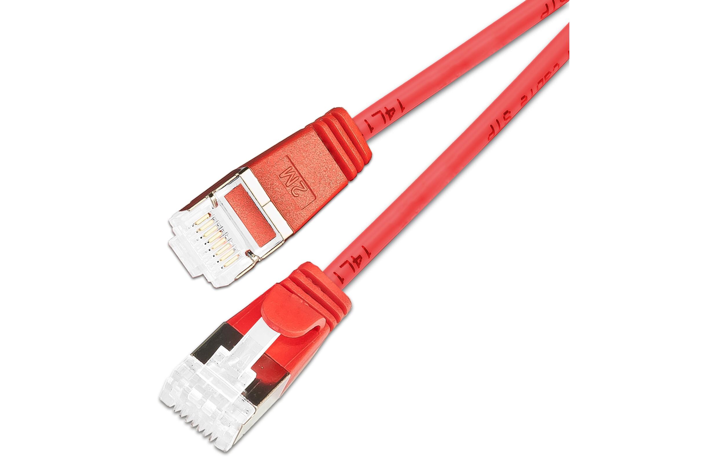 SLIM Slimpatchkabel RJ-45, Cat 6A, U/FTP, 0.5 m, Rot, 90-Pack