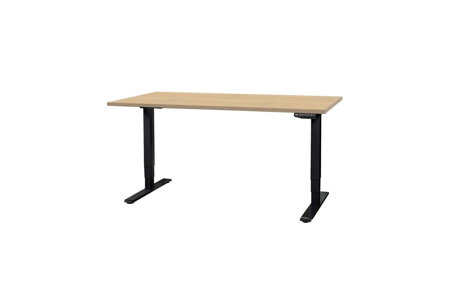Contini höhenverstellbarer Bürotisch Ahorn/Stahl 160 x 80 cm schwarz