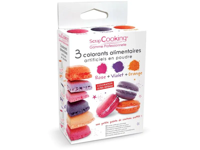 ScrapCooking Lebensmittelfarbenpulver Set Orange/Rosa/Violett