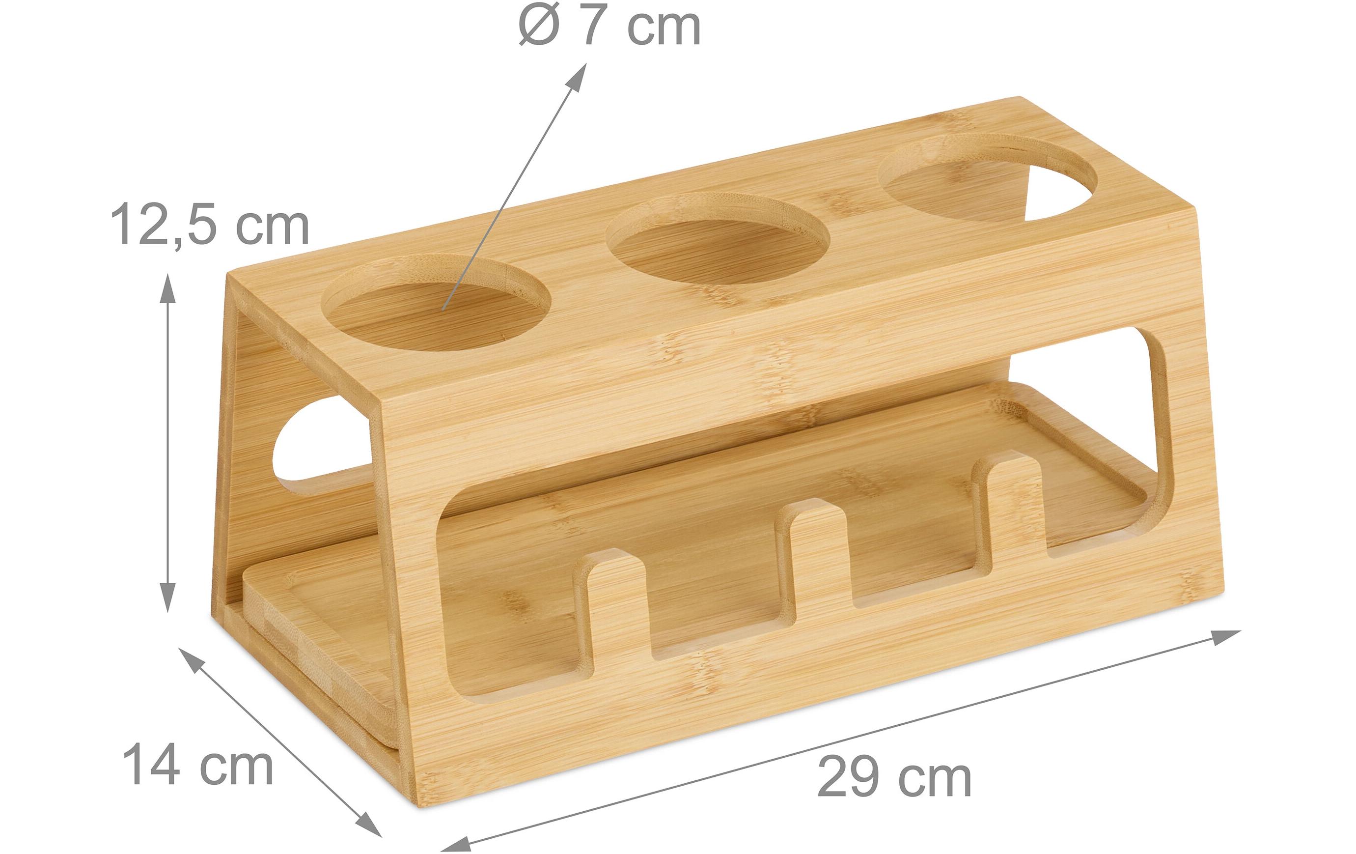 relaxdays Abtropfgestellt für 3 Flaschen, Hellbraun