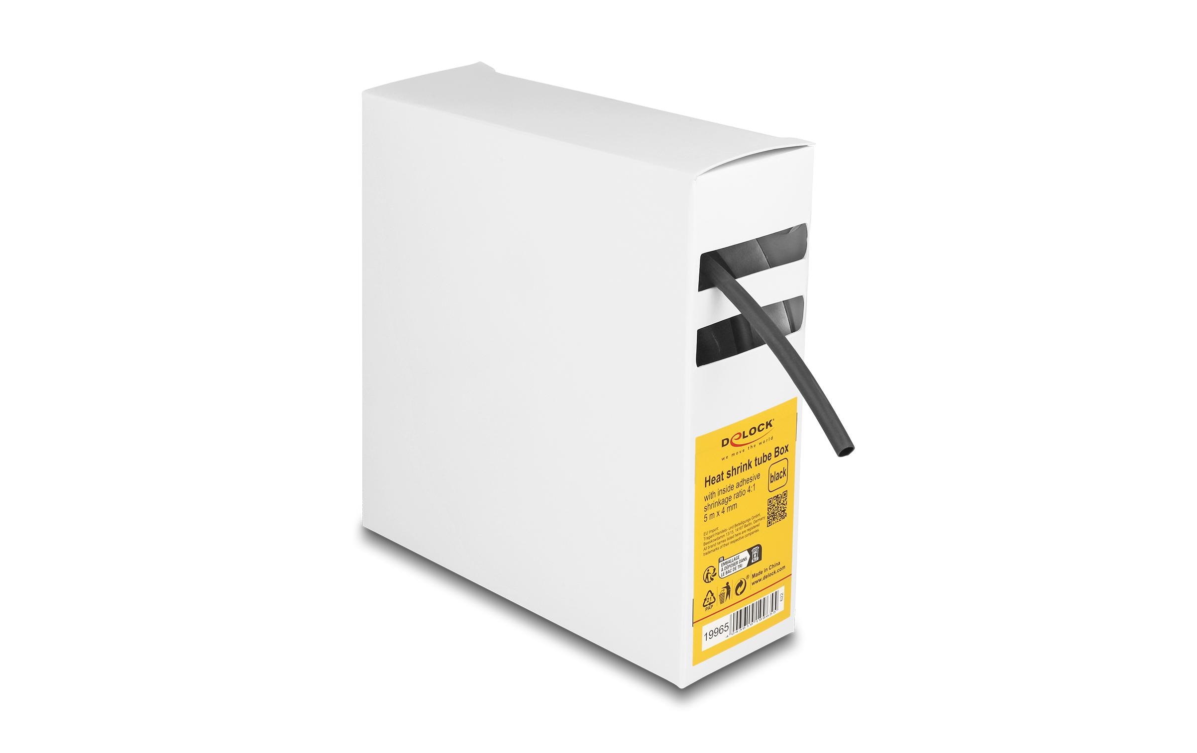 Delock Schrumpfschlauch Box mit Innenkleber 5 m x 4 mm Schwarz