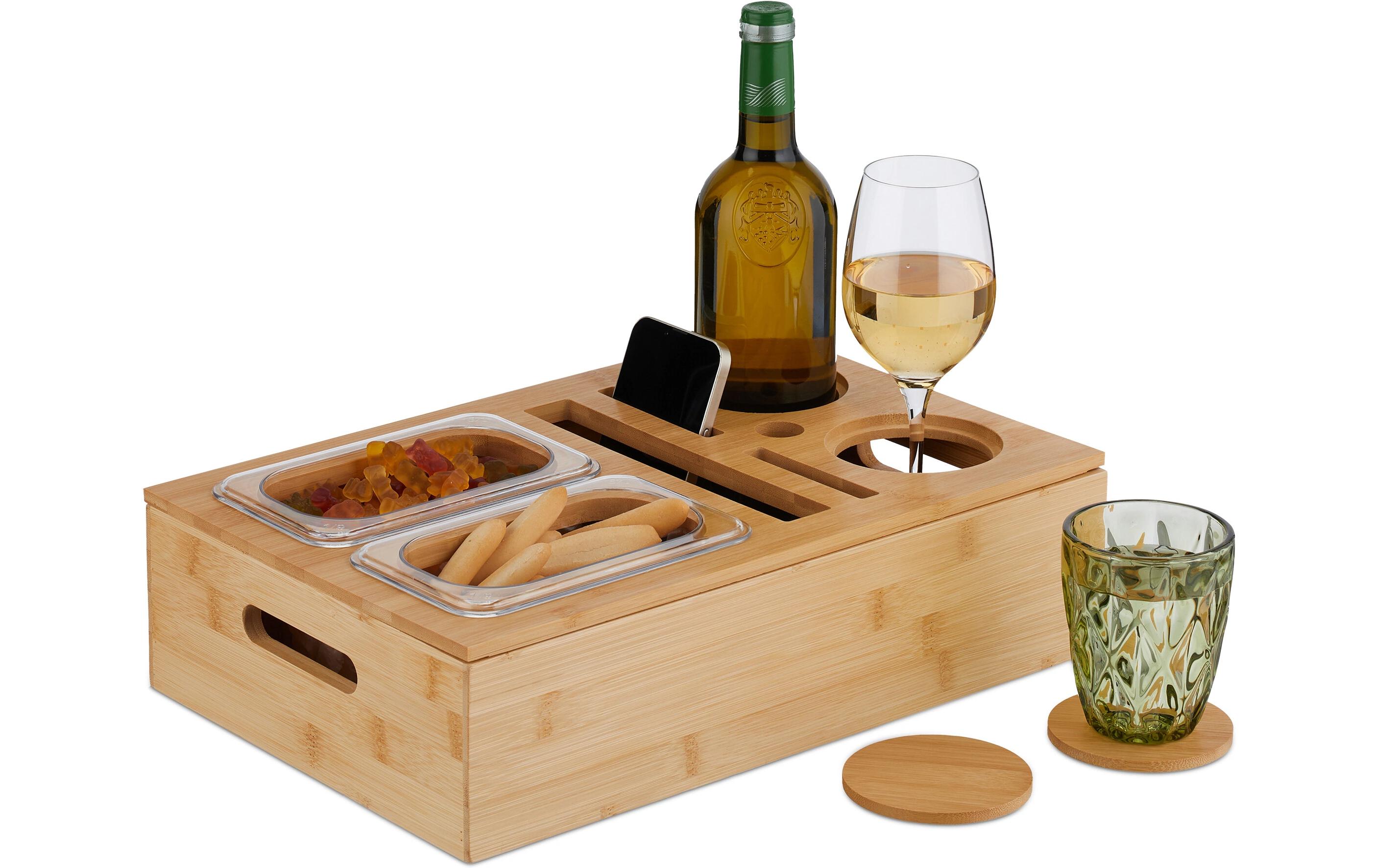 relaxdays Serviertablett Hellbraun/Transparent