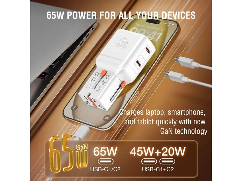 4smarts Weltreiseadapter Nomad Pocket 65W GaN, 2C, Weiss 4smarts Weltreiseadapter Nomad Pocket 65W GaN, 2C, Weiss