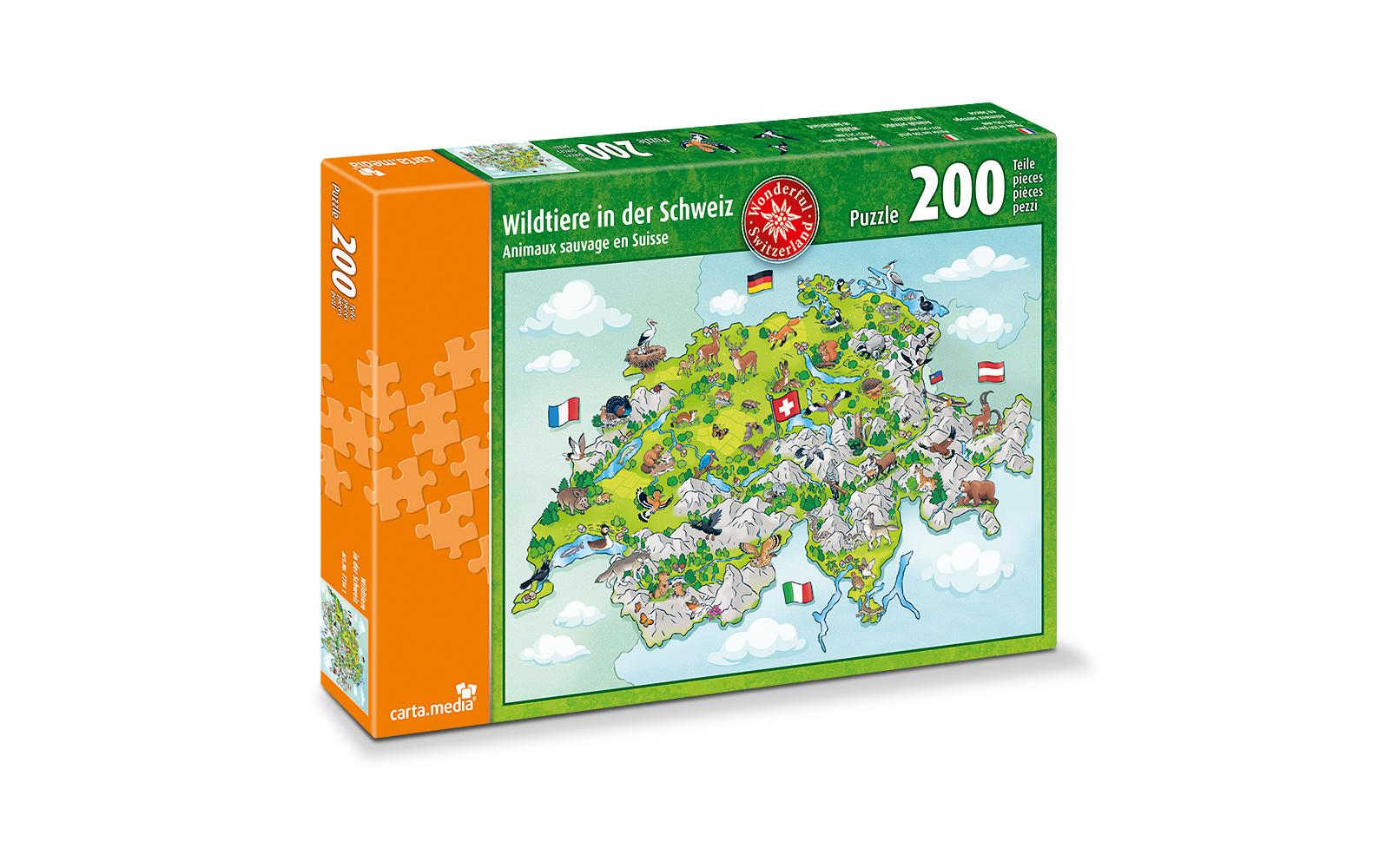 Carta.Media Puzzle Wildtiere in der Schweiz 200 Teile