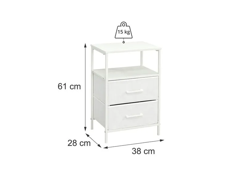 relaxdays Nachttisch 38 x 61 cm, Weiss relaxdays Nachttisch 38 x 61 cm, Weiss