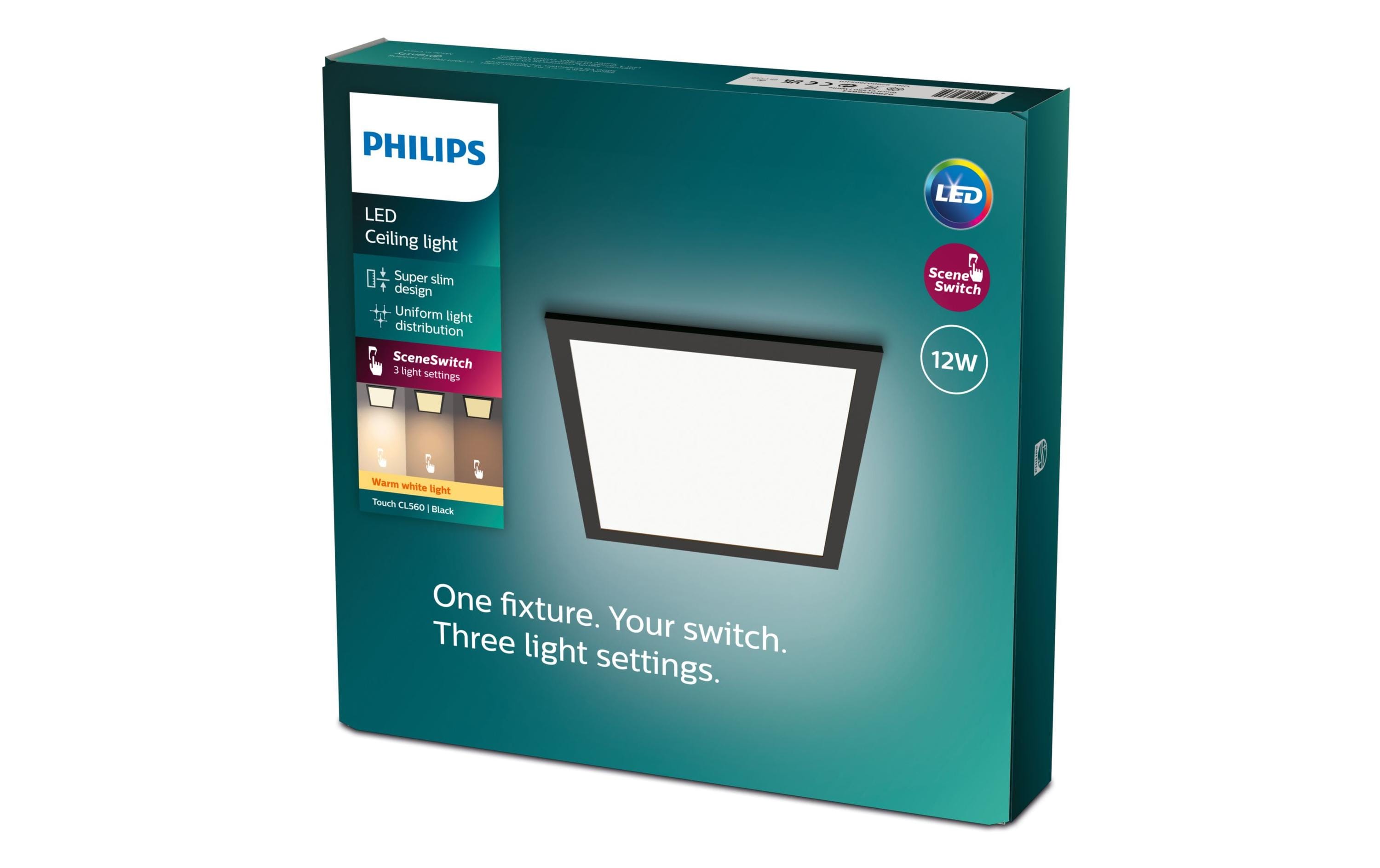 Philips Touch Deckenleuchte SceneSwitch eckig 12W 2700K schwarz