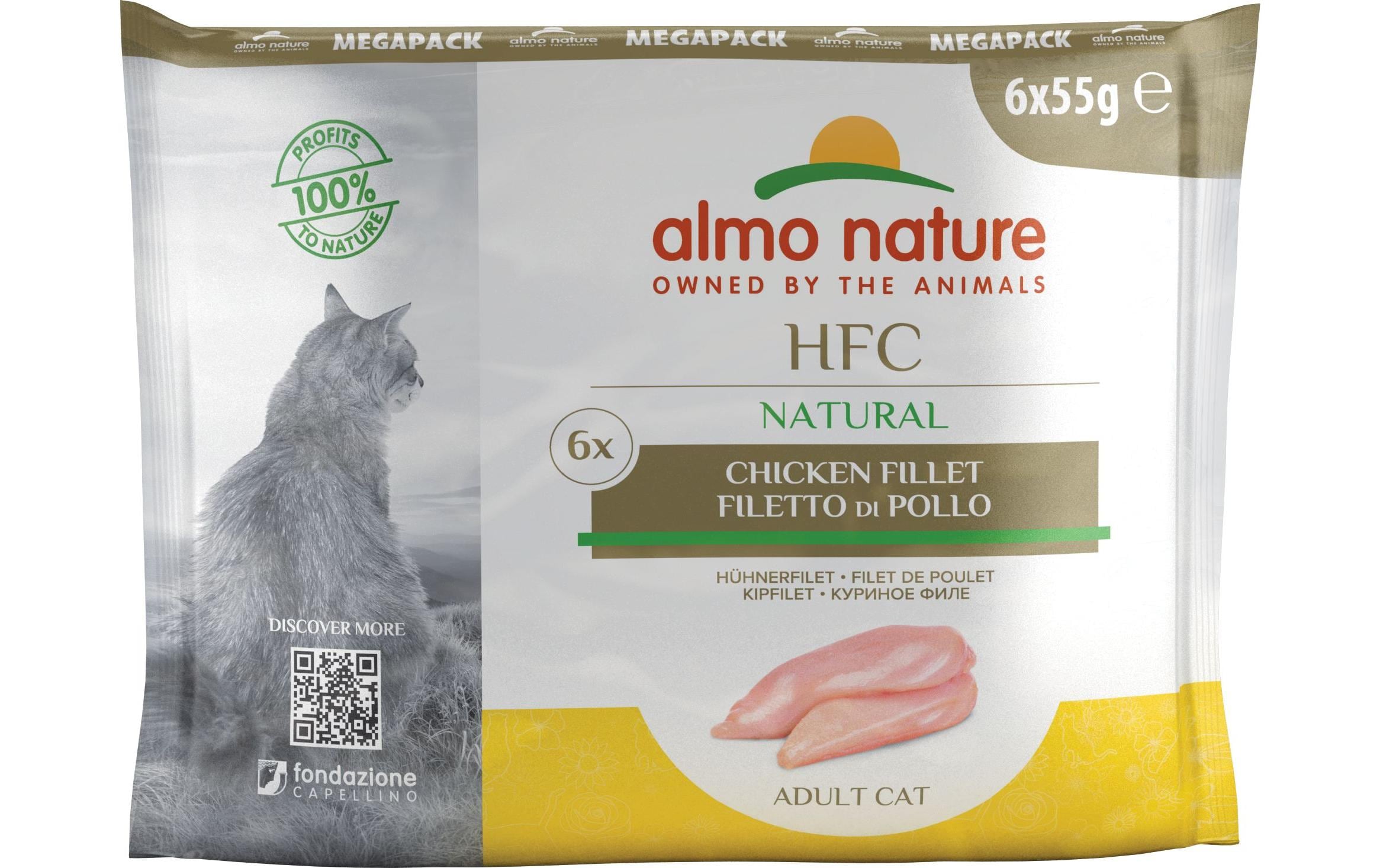 Almo Nature Nassfutter HFC Natural Mega Pack Hühnerfilet, 6 x 55 g