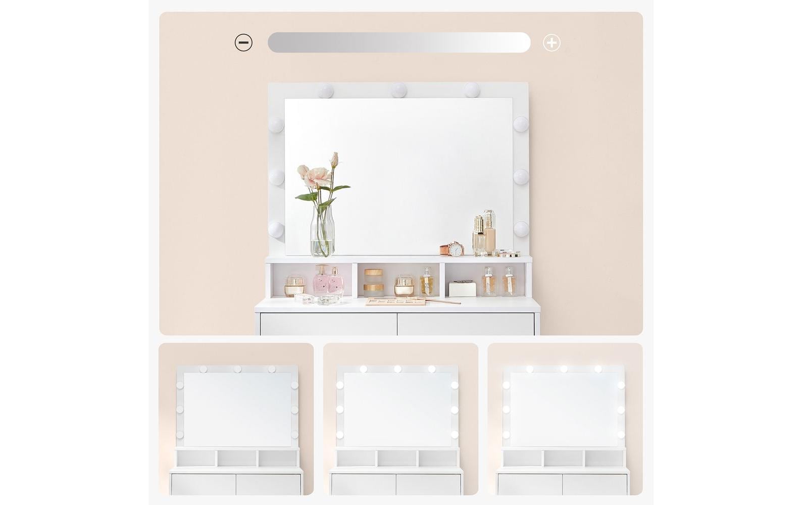 VASAGLE Schminktisch mit Spiegel 80 x 140 cm, Weiss