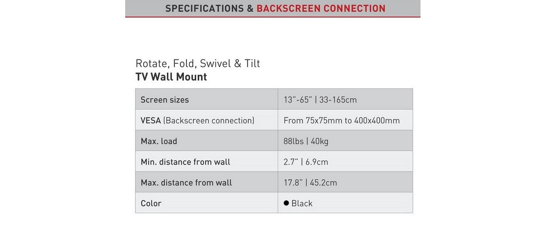 Barkan Wandhalterung WH 343-SW Schwarz Barkan Wandhalterung WH 343-SW Schwarz