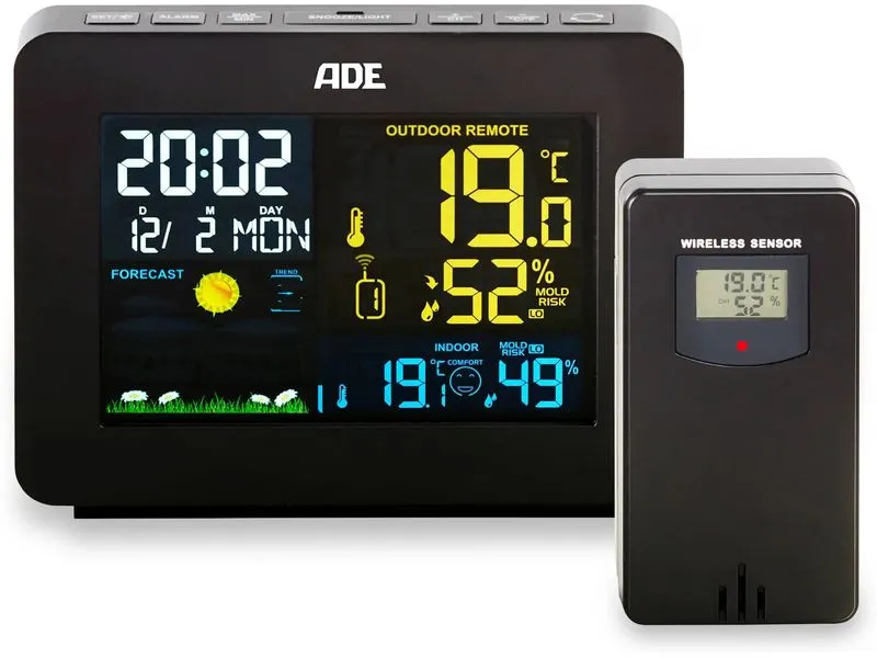 ADE Wetterstation mit Funk-Aussensensor Schwarz
