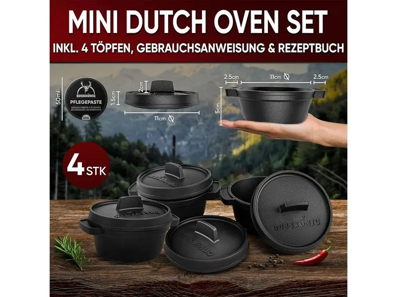 Gusskoenig Mini Dutch Oven 4 set 300 ml Gusskoenig Mini Dutch Oven 4 set 300 ml