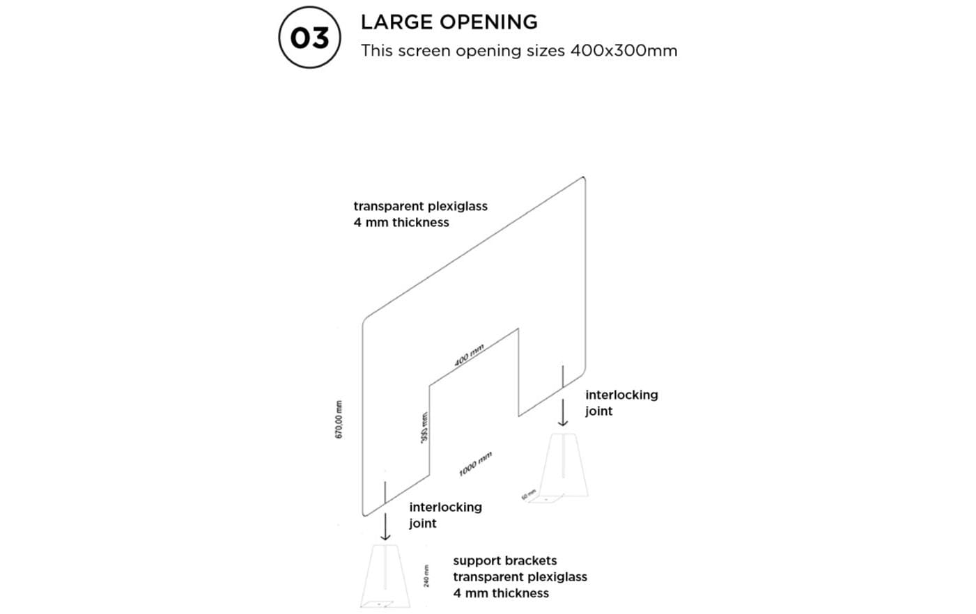 Diverse Schutzwand Version 3, 100 x 67 x 0.4 cm