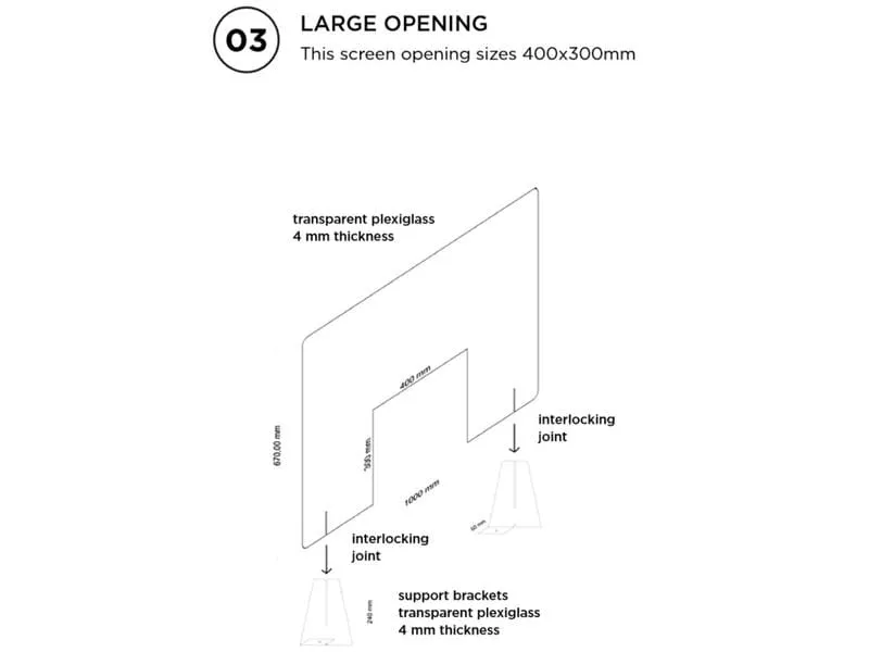 Diverse Schutzwand Version 3, 100 x 67 x 0.4 cm