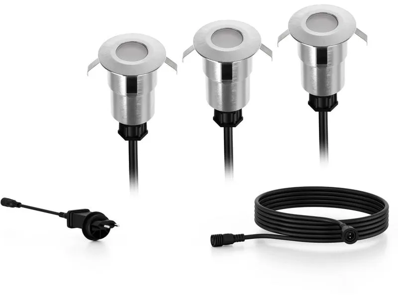 Philips Outdoor Niedervolt Spore Bodenspot CH 3x1W, 2700K, Edelstahl