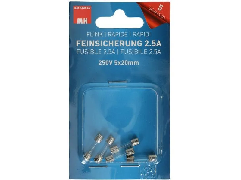 Max Hauri Schmelzsicherung 5 x 20 mm Flink 2.5 A, 5 Stück Max Hauri Schmelzsicherung 5 x 20 mm Flink 2.5 A, 5 Stück