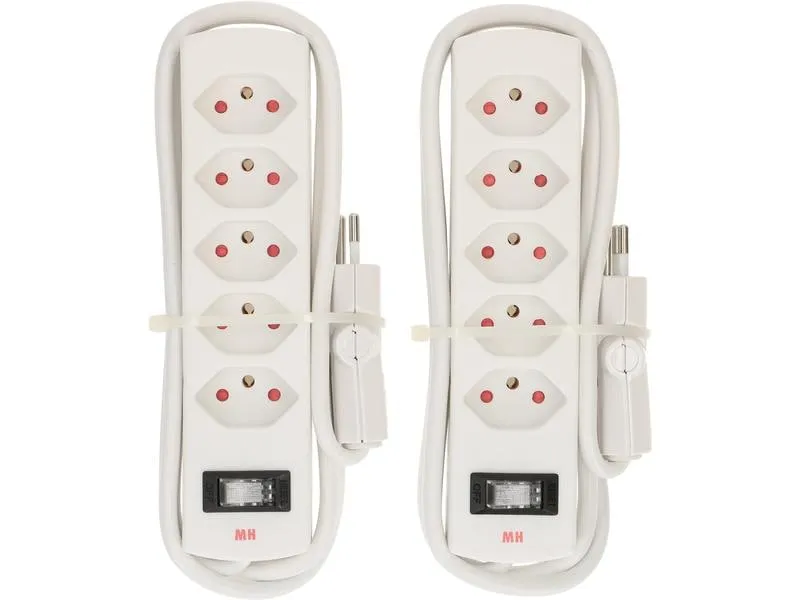 Max Hauri Doppelpack Steckdosenleiste 5 x Typ 13, Safety Line, Weiss Max Hauri Doppelpack Steckdosenleiste 5 x Typ 13, Safety Line, Weiss