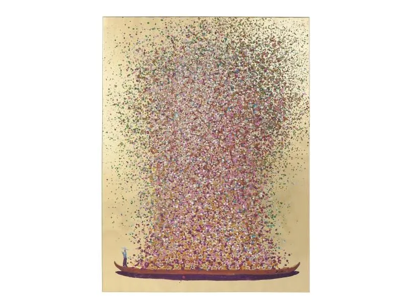 Kare Bild Touched Flower Boat 100 x 80 cm, Gold/Pink Kare Bild Touched Flower Boat 100 x 80 cm, Gold/Pink