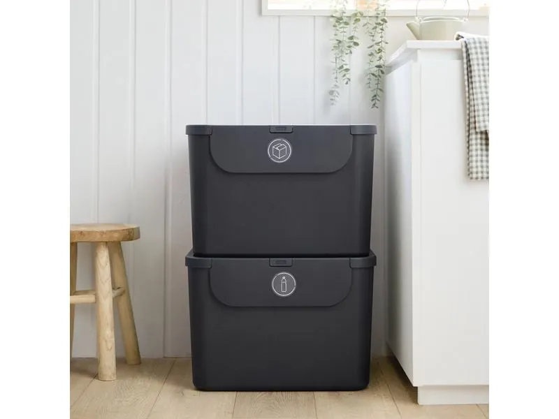 Rotho Recyclingbehälter ALBULA 2 tlg. 110 l, Anthrazit Rotho Recyclingbehälter ALBULA 2 tlg. 110 l, Anthrazit