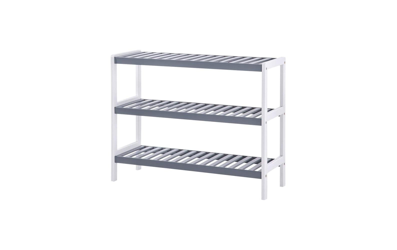Songmics Schuhregal mit 3 Ebenen 70 x 55 cm, Weiss/Grau