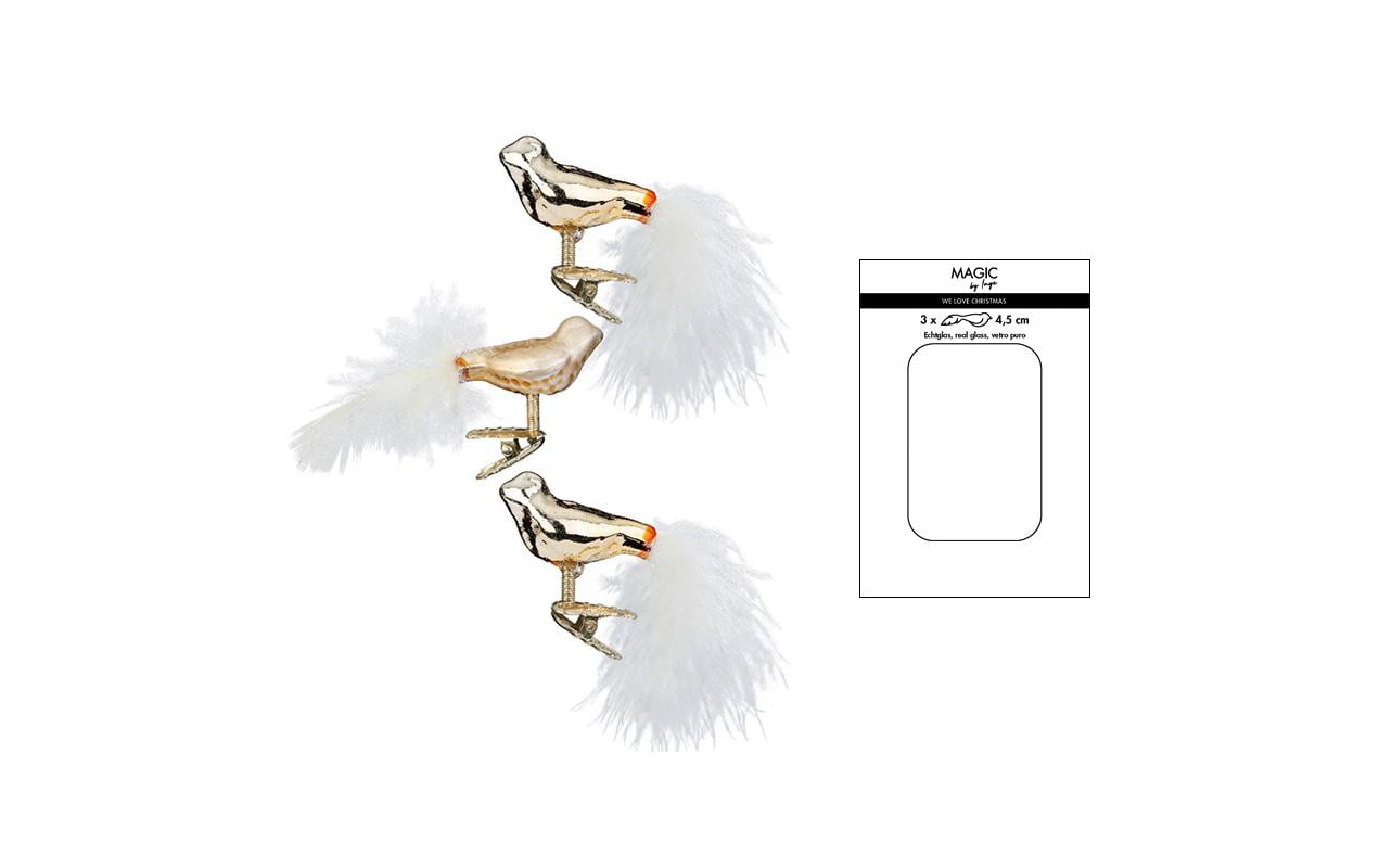 INGES CHRISTMAS DECOR Vogel Brokatgold 4.5 cm 3 Stück