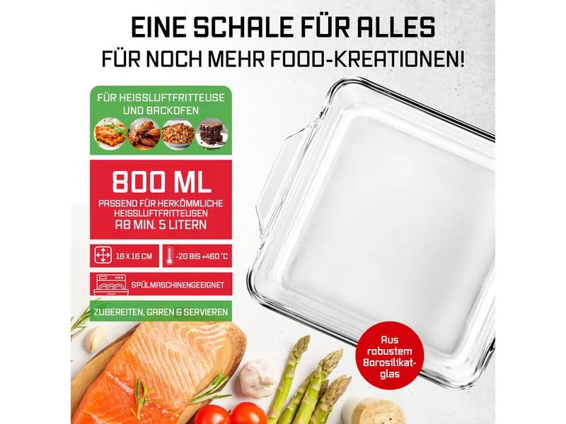 GOURMETmaxx Auflaufform Eckig, Transparent, 800 ml GOURMETmaxx Auflaufform Eckig, Transparent, 800 ml