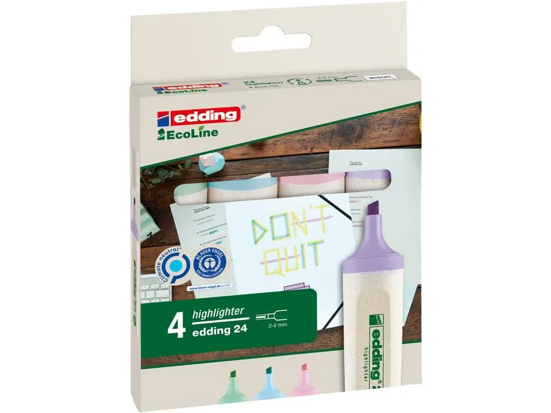 edding Textmarker 24 EcoLine Pastell 4 Stück assortiert edding Textmarker 24 EcoLine Pastell 4 Stück assortiert