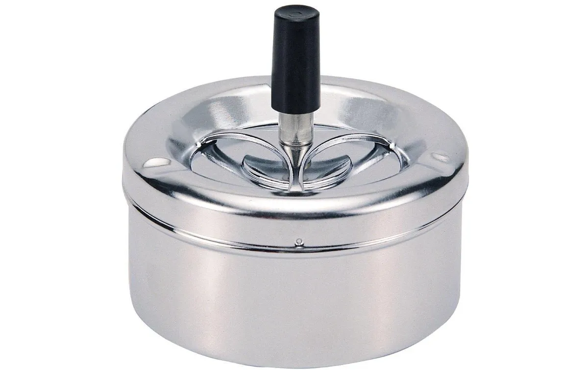 Dameco Aschenbecher mit Schleuderdeckel, Silber Dameco Aschenbecher mit Schleuderdeckel, Silber