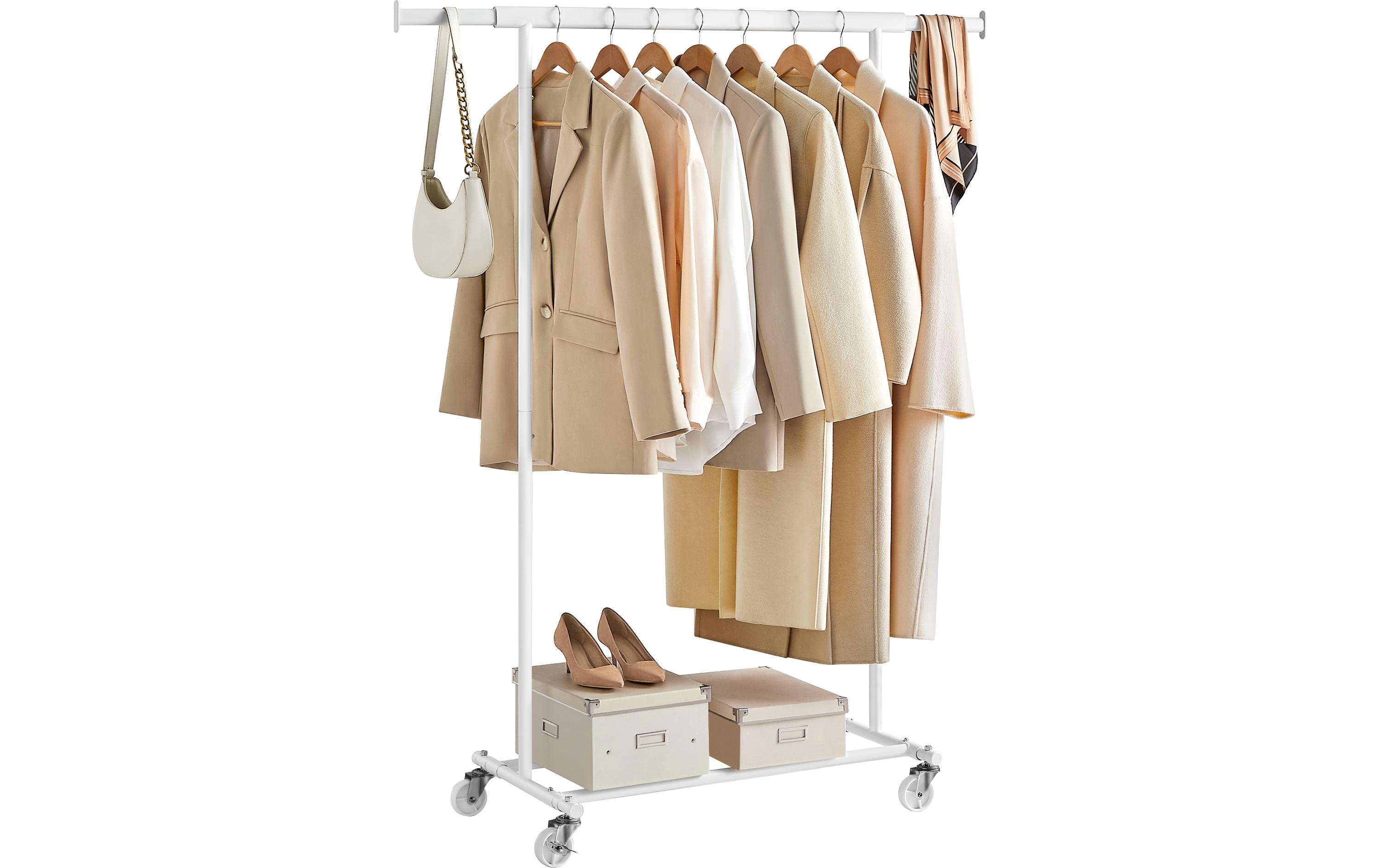 Songmics Garderobenständer ausziehbare Stange Weiss