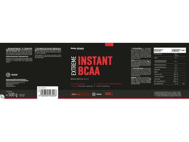 Body Attack Pulver Extreme Instant BCAA Cola 500 g Body Attack Pulver Extreme Instant BCAA Cola 500 g