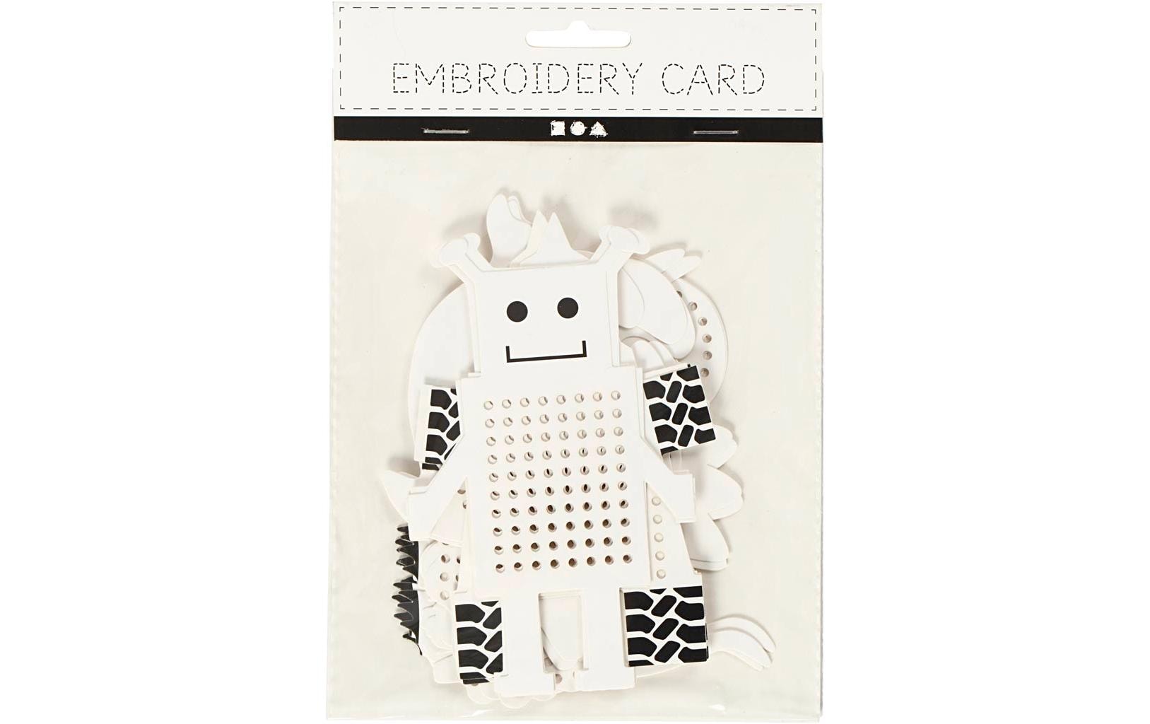 Creativ Company Stickkarton Roboter & Tiere 18 Blatt, Weiss