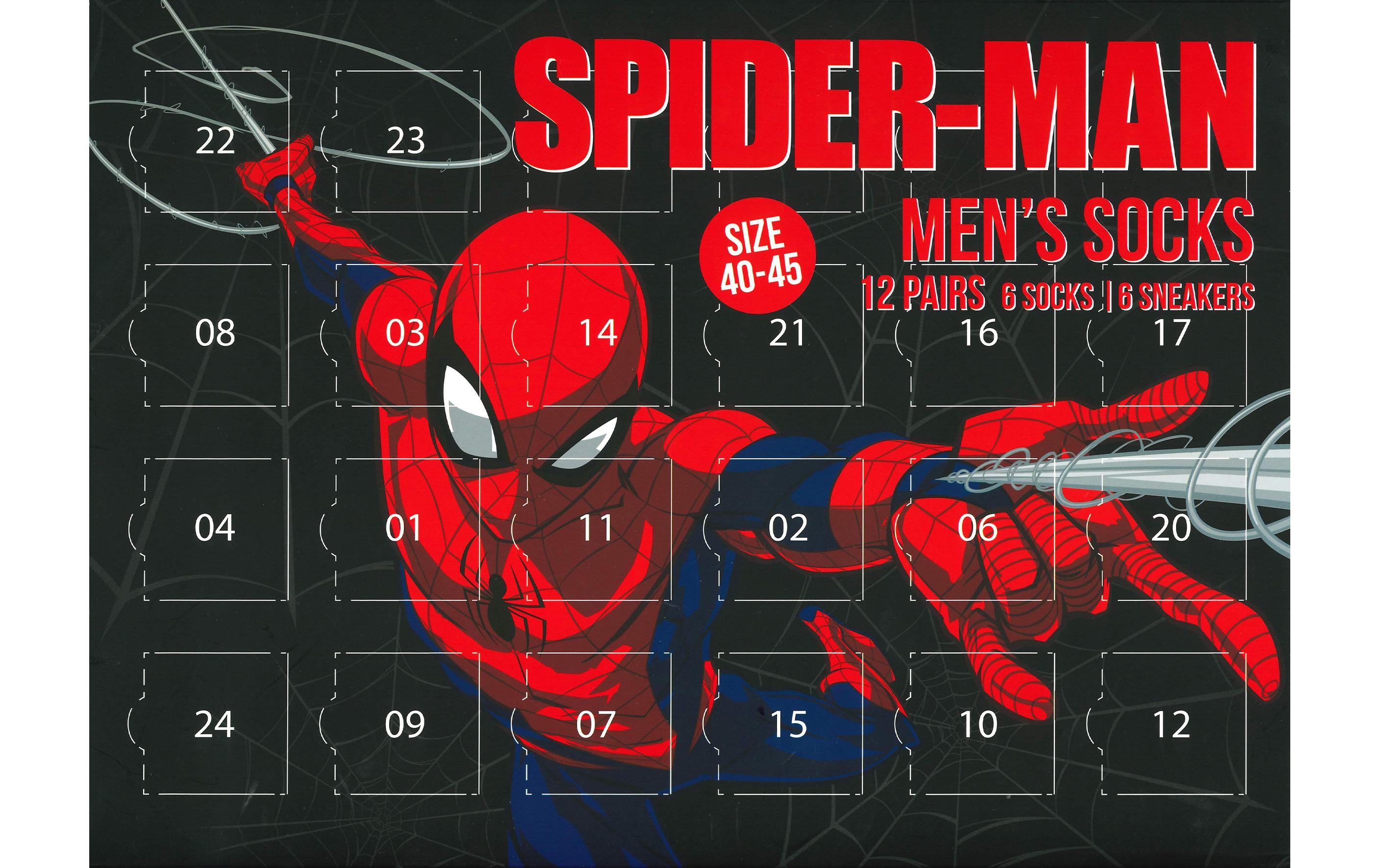 Dreams and Fantasy Adventskalender Socken Spiderman, Grösse 40-45, 12 Paare