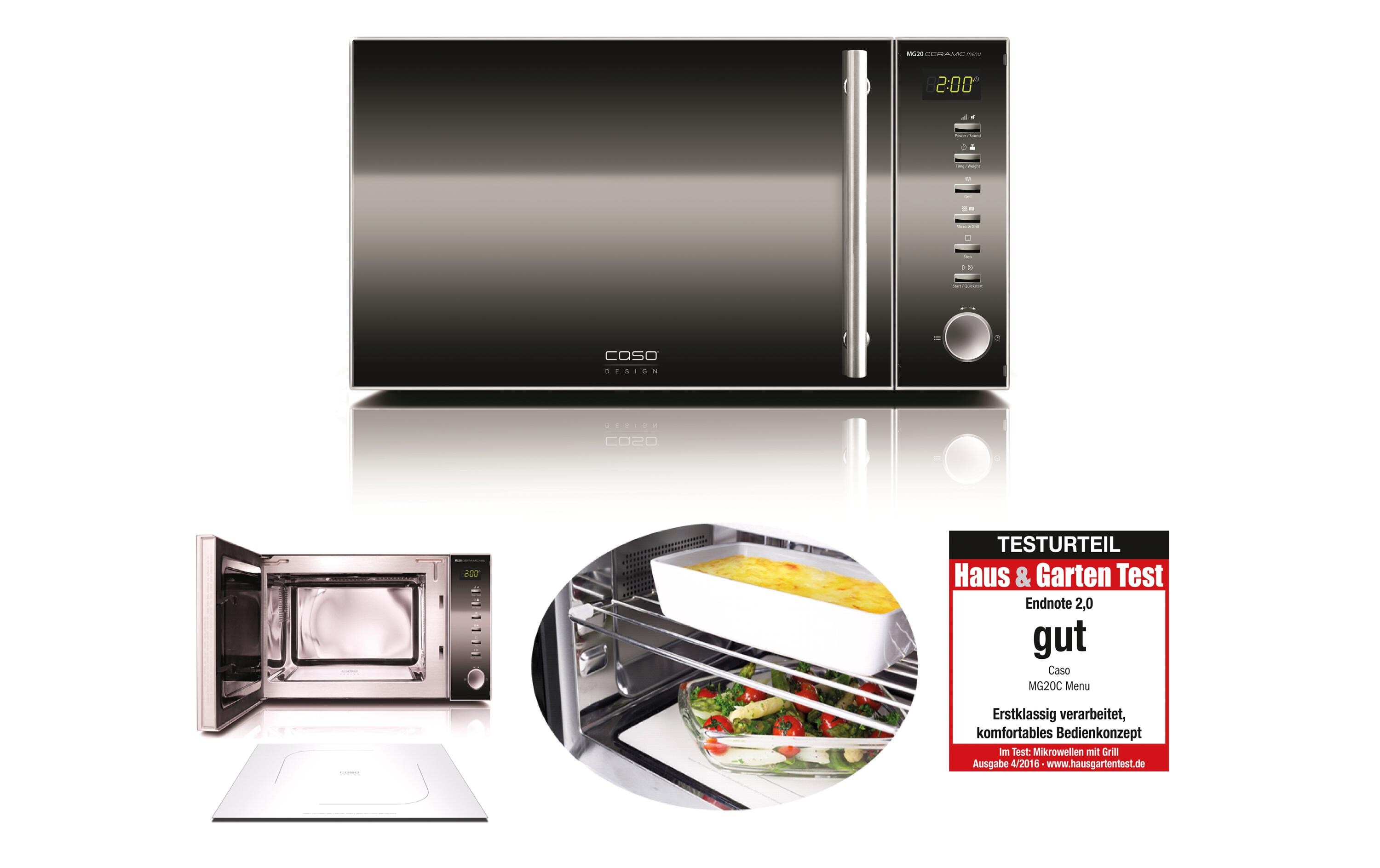 Caso Mikrowelle MG20 Ceramic Menu Schwarz Caso Mikrowelle MG20 Ceramic Menu Schwarz