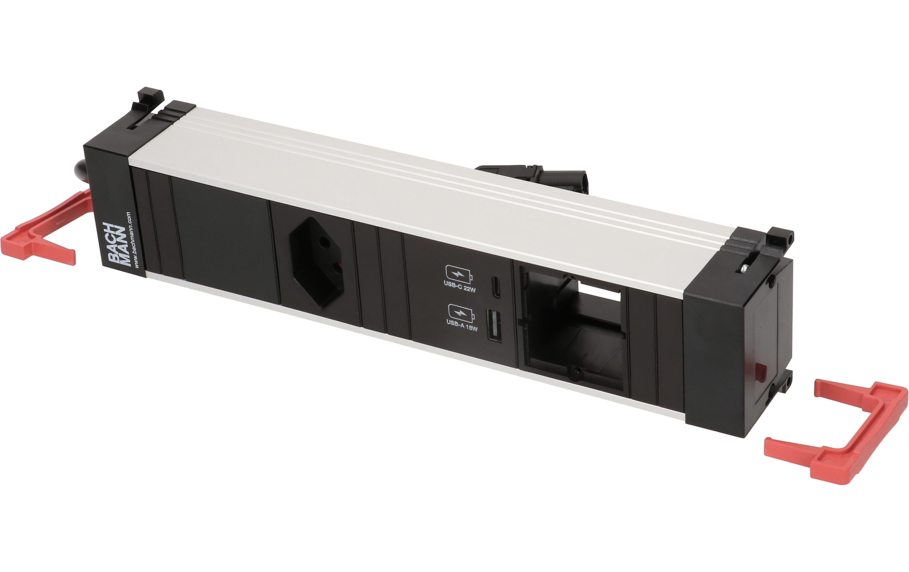 Bachmann Einbausteckerleiste CONFERENCE 1x T13, 1x USB A/C, 1x Custom