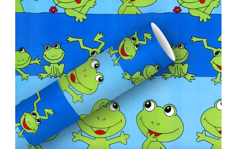 Braun + Company Geschenkpapier Froggy Blau/Grün