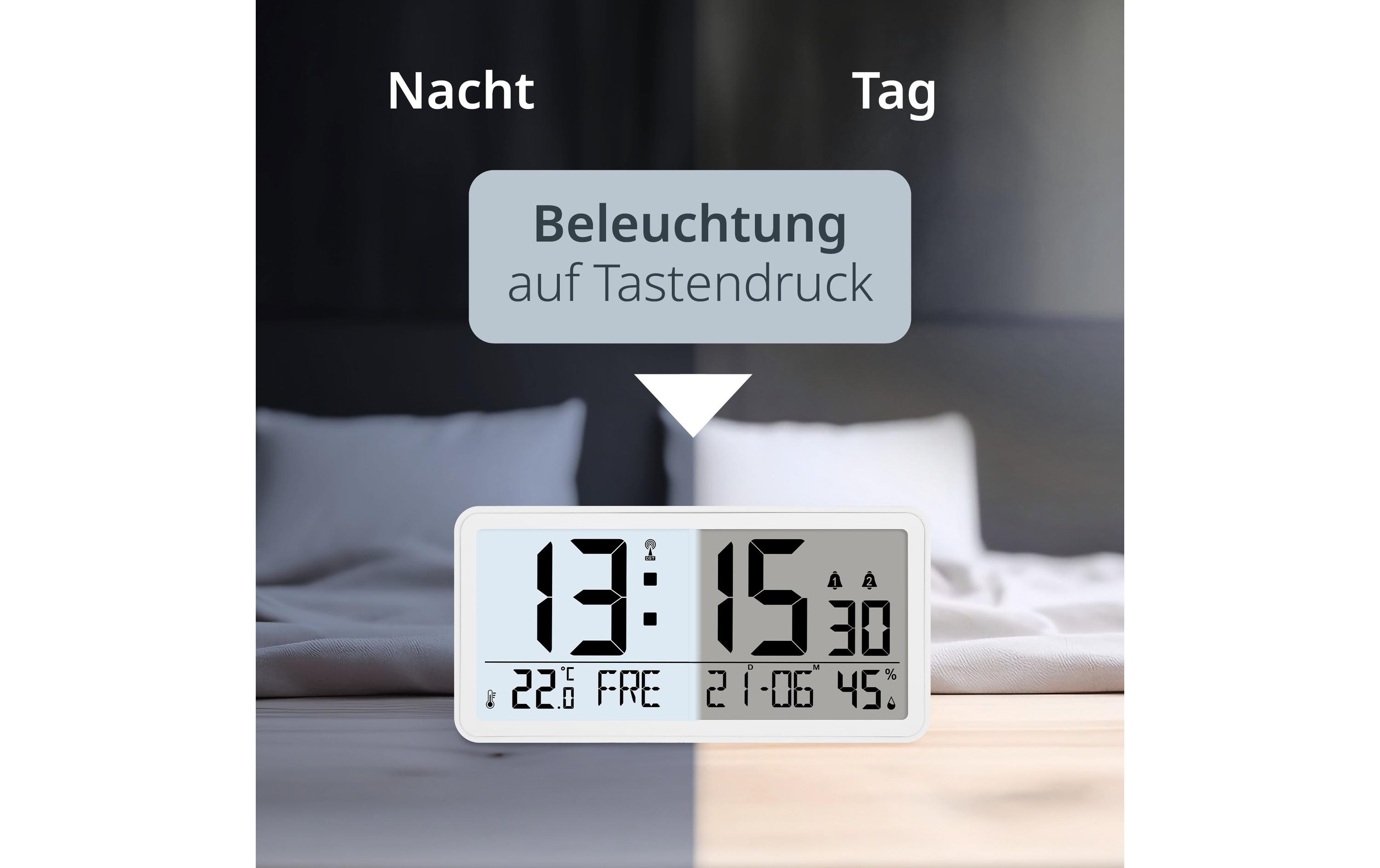 ADE Tischuhr digital Weiss