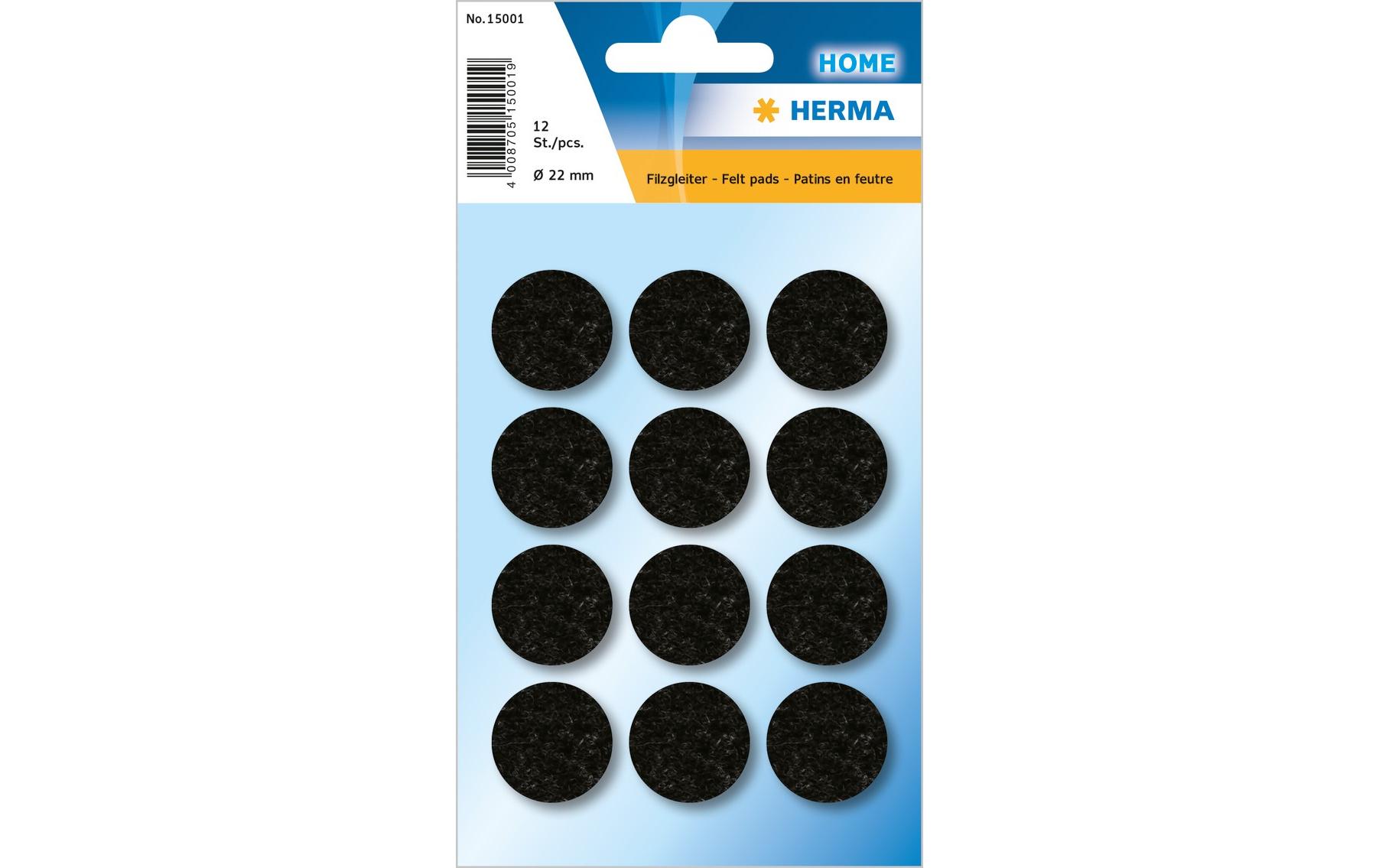 Herma Stickers Filzgleiter Ø 22 mm, Schwarz, 12 Stück